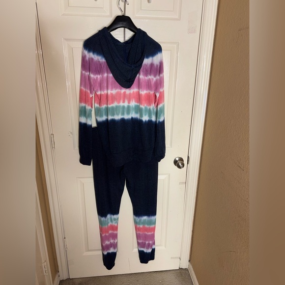 p.j savage blue tie dye pajama soft hoodie sweater & Pants size medium womens - Picture 2 of 10